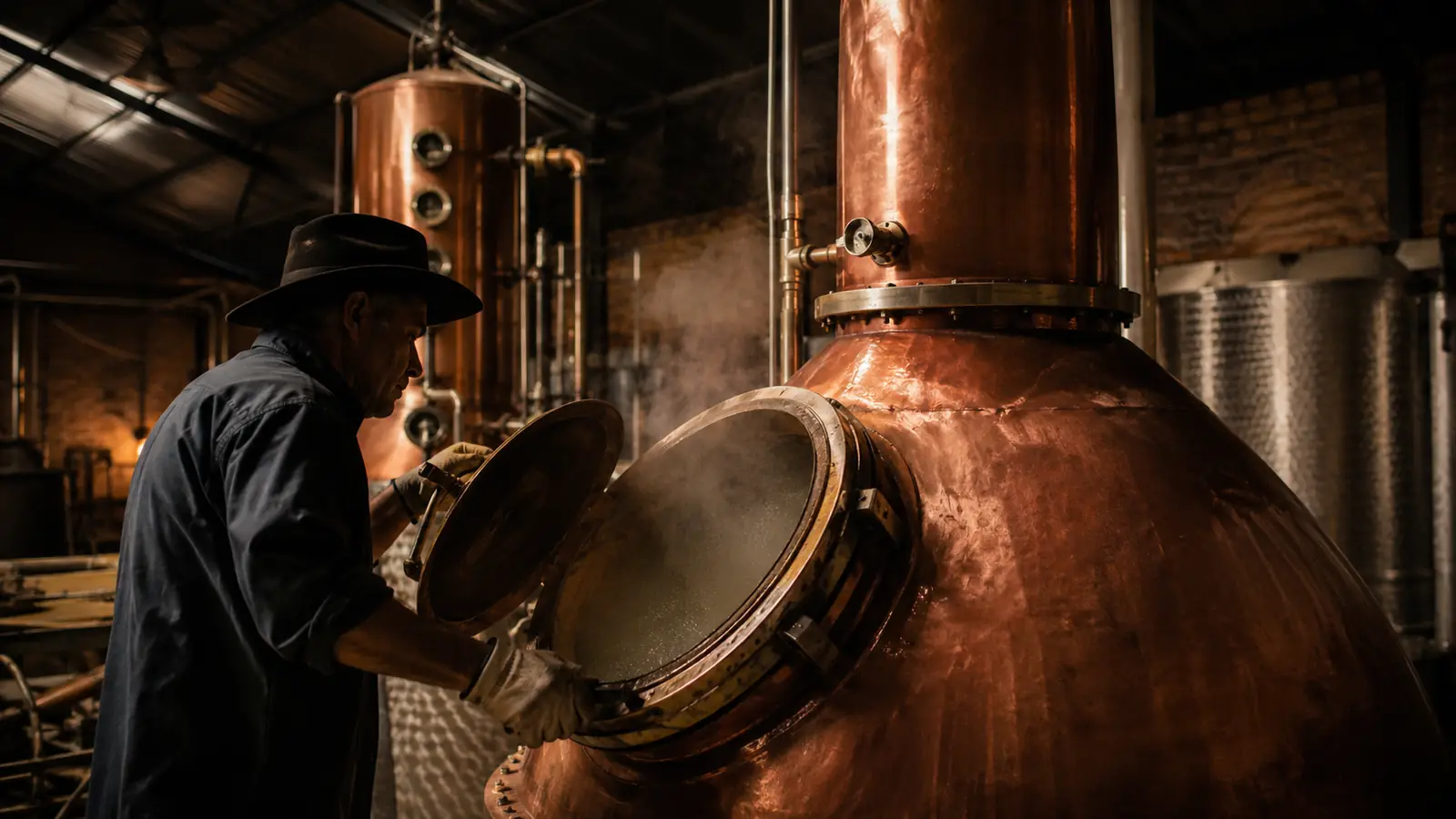 Copper still in the Santera distillery